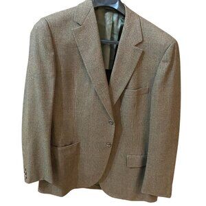Hickey Freeman Mens Sports Coat Jacket Size 43 Long Houndstooth Brown Wool FLAWS